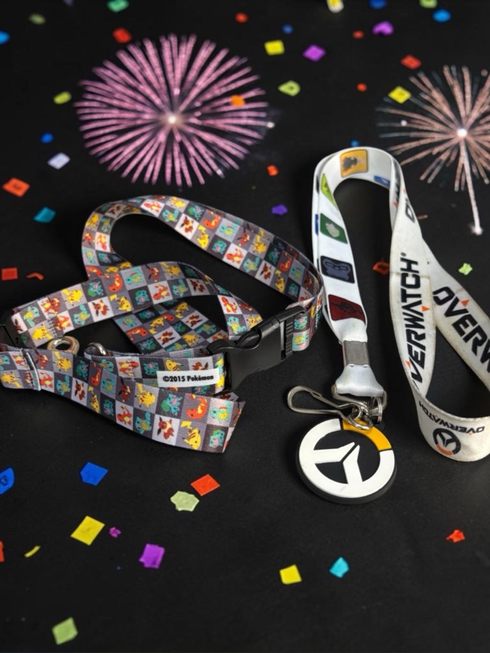 2 Gamer Lanyards 2015 Pokemon & Overwatch Blizzard Entertainment Game Center